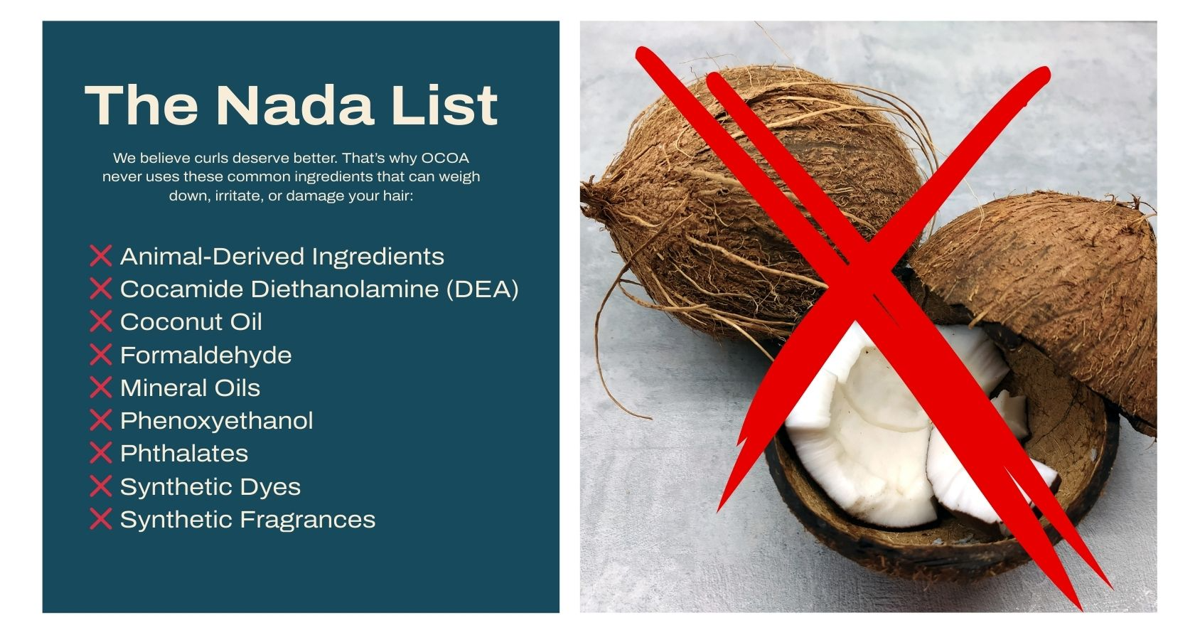 Ocoa beauty is a no coconut oil product for curly wavy and coily hair